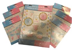 Gender Reveal Room Decorating Kit & Garland Baby Boy Girl Pink Blue Amscan NIP
