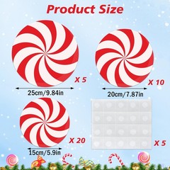 35 PCS Large Christmas Candy Cutouts 3 Sizes Red Peppermint Paper Decor
