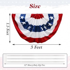 Machine Washable 4th of July Decor – Stylish American Flag Bunting – 36″L x 18″W