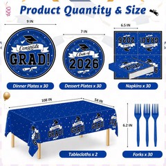 122 Pcs 2026 Graduation Decorations Serves 30, Graduation Party Plates and Napki