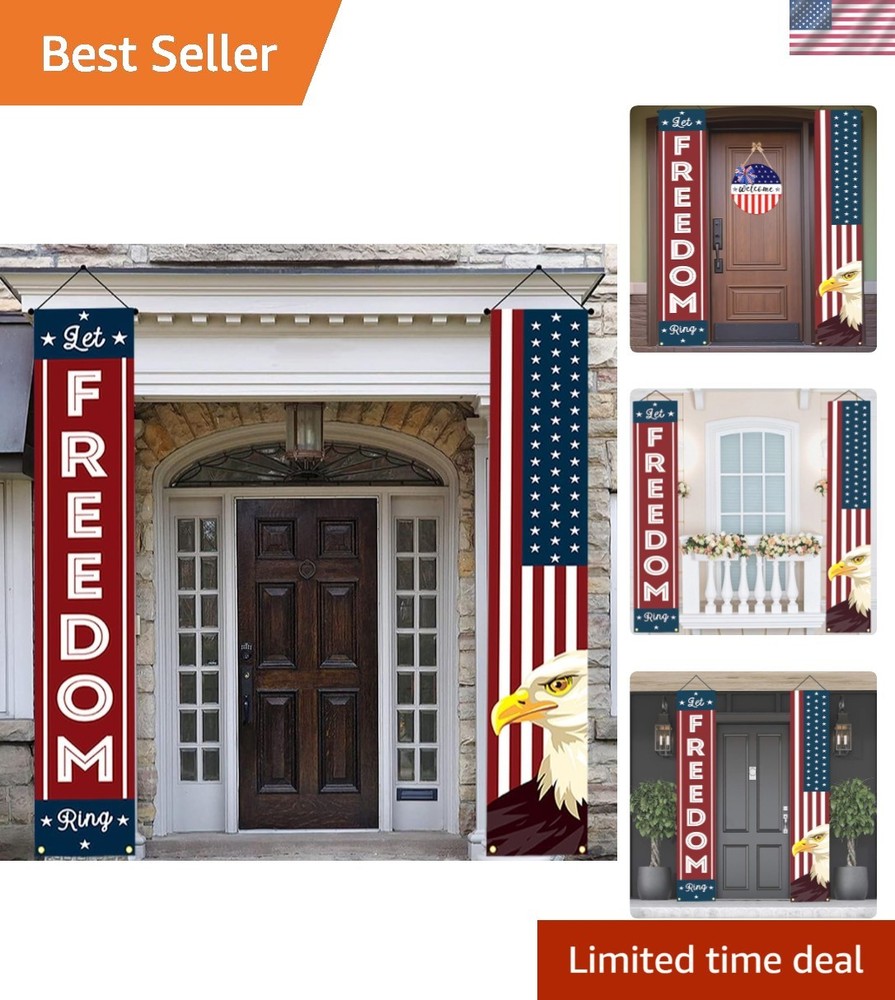 Celebrate with Style: 71x12in Red White Blue Banner for 4th of July Festivities