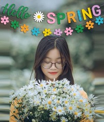 Hello Spring Banner and Flower Banner Colorful Glittery Spring Flower Banner …