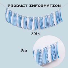 Blue and White Gingham Banner/Garland – First High Chair Banner,Gingham Garla…