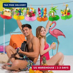 12 Pcs Luau Party Decorations Honeycomb Centerpieces, Hawaiian Party Decorations