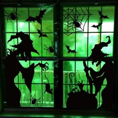 Large Halloween Window Clings Decorations Silhouette Witch