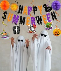 Glittery Happy Summerween Banner Summerween Hanging Swirls Decorations Circle…