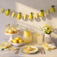 Felt 3D Lemon Garland Wool Felt Lemon Ball Banner Lemonade Birthday Party Dec…