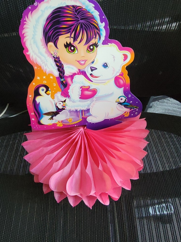Lisa Frank Girl, Bear, Penguin honeycomb centerpiece new 1 per pack, 2 packs