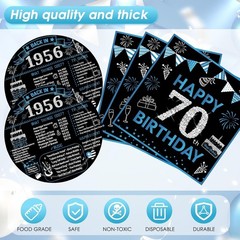 70th Birthday Decorations,41pcs Black Blue Back in 1956 Birthday Decorations …