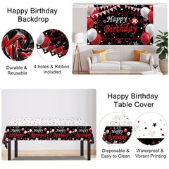 Red Birthday Decorations for Men Women Boys Girls, 75 PCS Red and Black Party