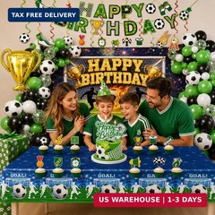 Soccer Birthday Party Decorations Set, Soccer Party Supplies with 6 x 4 ft Backd