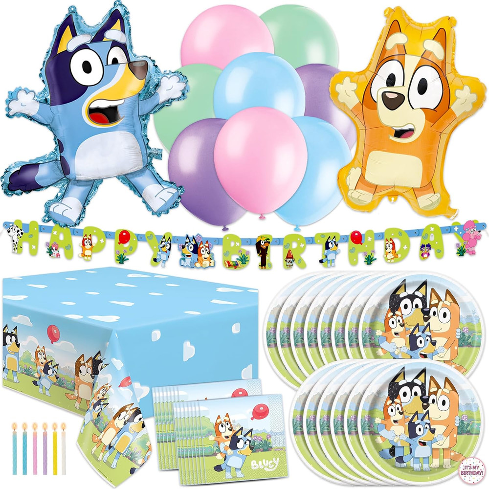 Bluey Birthday Decorations Girl Party Supplies for 16 – Officially Licensed Bann