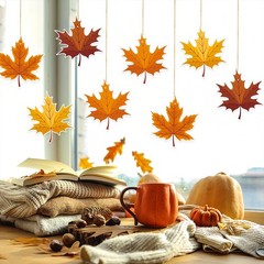 Fall Thanksgiving Hanging Swirls Maple Leaf Foil Ceiling Decor Party 8 PCS