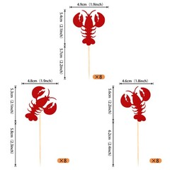 24 Pack Crawfish Cupcake Toppers Red Glitter Lobster Cupcake Food Picks Brida…