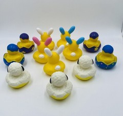 12 Easter Rubber Ducks 2″ x 2″ Bunny Sheep Egg Ducks