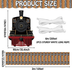 Train Party Decoration Train Hanging Banner Railroad Track Aisle Polyester Fabri