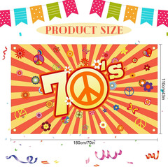 70s Party Backdrop Back to 70s Backdrop Hippie Groovy Party Decorations Daisy…