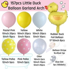 Little Duck Balloon Garland Arch Kit, 157pcs Pink Yellow Clear Balloons with …