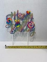 Tie Dye Happy Birthday Cake Topper Open Box