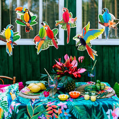 6 Pcs Tropical Birds Honeycombs, Parrot Honeycomb Decorations, Parrot Paper Cuto