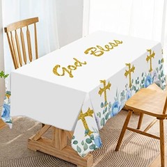 God Bless Tablecloth Boy First Holy Communion Blue Baptism Christening Party