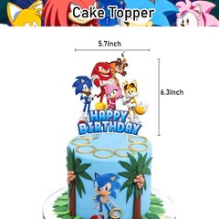 Sonic the Hedgehog Theme Birthday Party Supplies Set Banner Balloon Cake Toppers