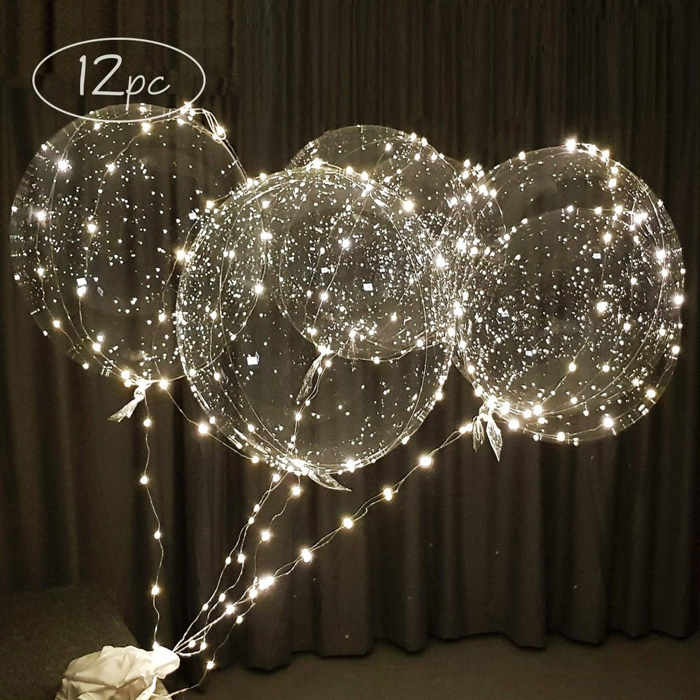 LED Light up Party Balloons with Batteries, 22 inch warm white Big Size Clear…