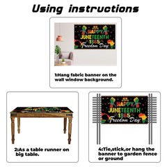 Large 71″ X 43″ Juneteenth Backdrop, Happy Juneteenth Decorations Banner, June..