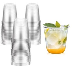 Disposable Stemless Glasses 12oz Crystal Plastic Cups Disposable Cold Party D…