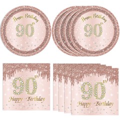40PCS 90th Birthday Decorations for Women Rose Gold 90th Theme Birthday Party