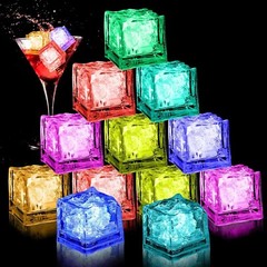 12Pcs Waterproof LED Ice Cubes, Multicolor Light Up Glow Cubes for Bar Wedding
