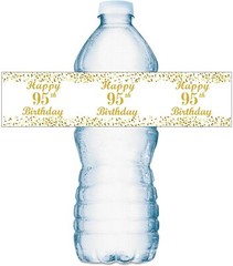 95th Birthday Water Bottle Labels; Set of 20 Waterproof Water Bottle Wrappers