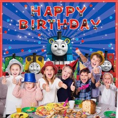Thomas Train Party Decorations Backdrop Banner Poster Vinyl Birthday Gift