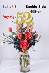 52nd Birthday Decoration Centerpiece Party Favors (SET OF 3) 20 Colors Available