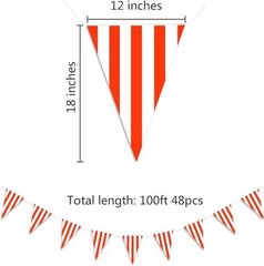 100ft Red and White Striped Pennant Banner, 12×18 Inch red and white banner