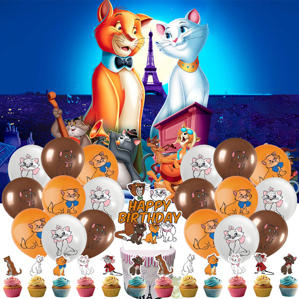 The Aristocats Party Supplies Set Plates Balloons Cake Toppers Banner Gift