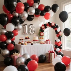 412Pcs Red Black and White Balloon Garland Arch Kit,18 12 10 5 Inch Different…