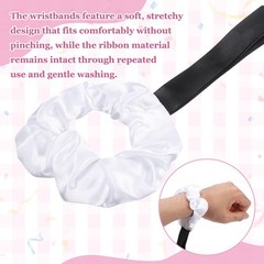 Rainbow Dance Ribbons, Wrist Streamers 6 Pcs & White & Black