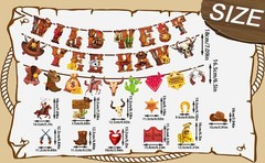 Western Cowboy Party Decorations, 13 Pcs Cowboy Wild West Hanging Swirls Banner