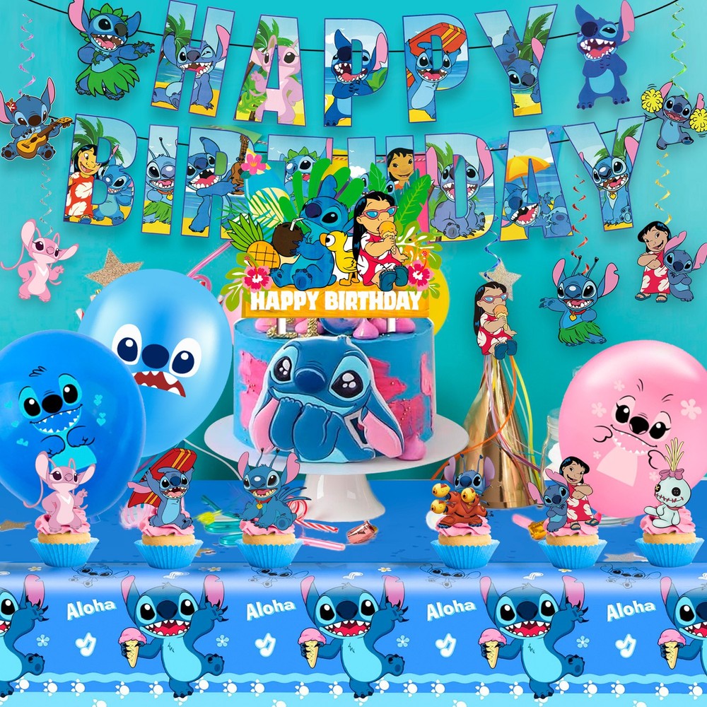 Lilo and Stitch Party Supplies Stitch Birthday Decor Full Set Balloons Backdrop