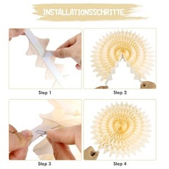 10 PCS Brown Rustic Paper Pom Poms Lanterns Folding Fans Party Decor Kit