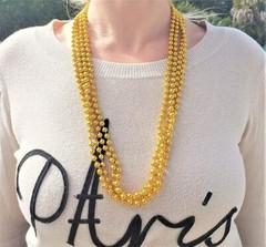 33″ Round Metallic Gold Beads Mardi Gras Necklaces (12 Pack) Sparkly, Shiny