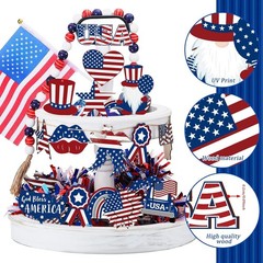 Diverse 24 Pcs Independence Day Tree Decorations – Festive Wooden Ornaments
