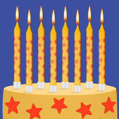 12 Pcs Anime Theme Birthday Candles Yellow and Red Stars Print Themed Birthday C
