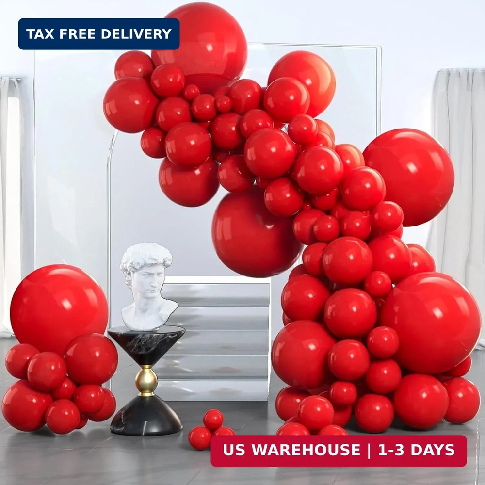 PartyWoo Red Balloons 140 pcs Different Sizes of 18 12 10 5 Inch Red Balloon Arc