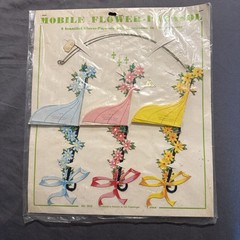 Vintage HONEYCOMB MOBILE Flower Parasol Jali Denmark Baby Shower