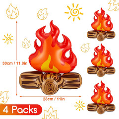 4 Pieces of 12 Inch Inflatable Campfire Props Fake Camping Party Campfire Party