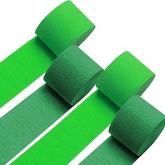 4 Rolls Light Dark Green Crepe Paper Streamers 328FT Party 1.8inx82ft