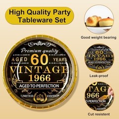 60th Birthday Party Decorations Set, 103 PCS Vintage 1966 Theme, Tableware & Bac