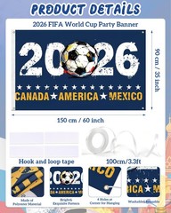 2026 World Cup Banner Flag3″Ã—5″Ft,Double-Sided 3-Ply Large Fabric Football Flag